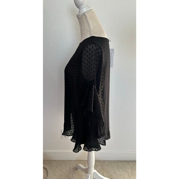 Ann Taylor Swiss Dot Sheer Blouse in Black - S - Picture 2 of 4